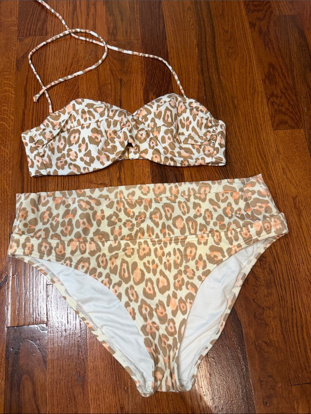 Victoria's Secret Cream & Tan Leopard-Print Bikini Set